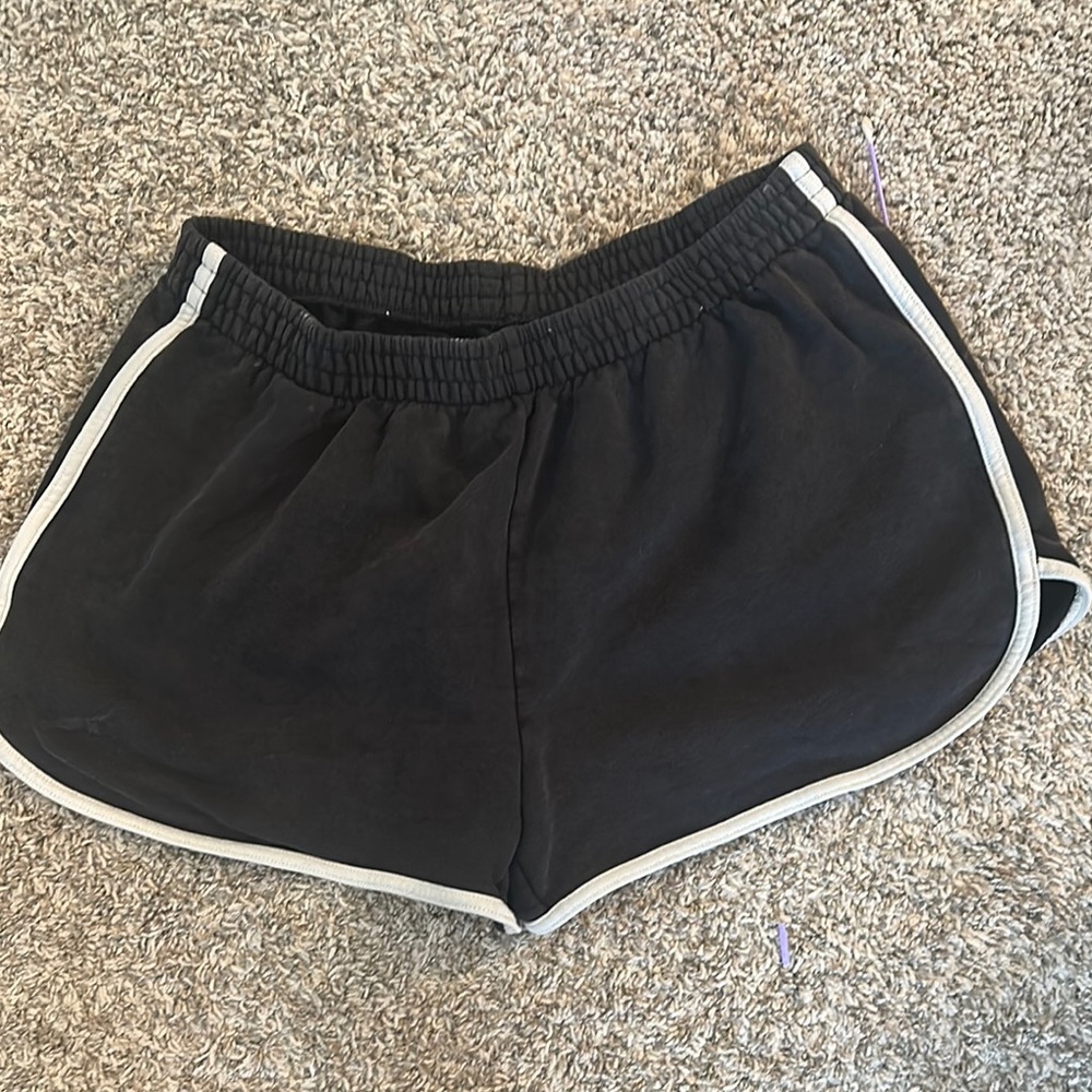 Aerie Black and White Athletic Shorts with Dolphin Hem